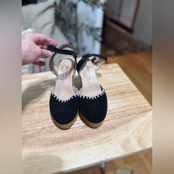 Gaimo Black Espadrille Wedges - Picture 3 of 8